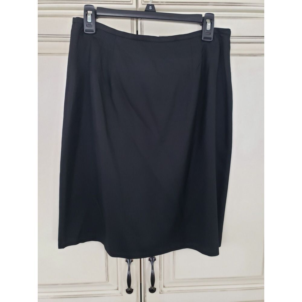Vtg Amanda Smith Silk Skirt 12 Black Straight Lined‎ S/m